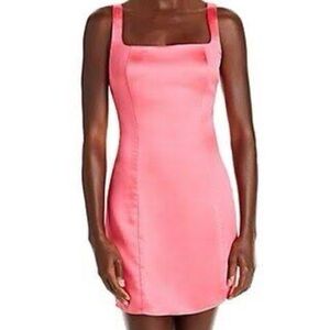 Aqua pink satin mini dress